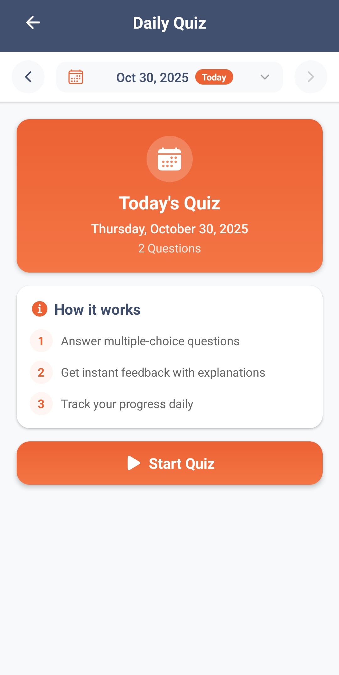 Daily Quiz Screen